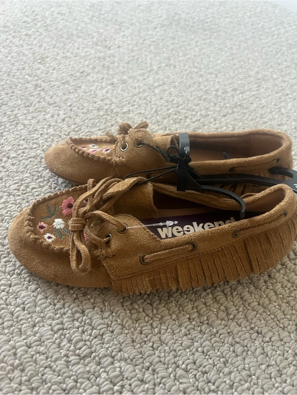 Weekend Academy Brown Suede Embroidered Moccasins size13 NWT $8